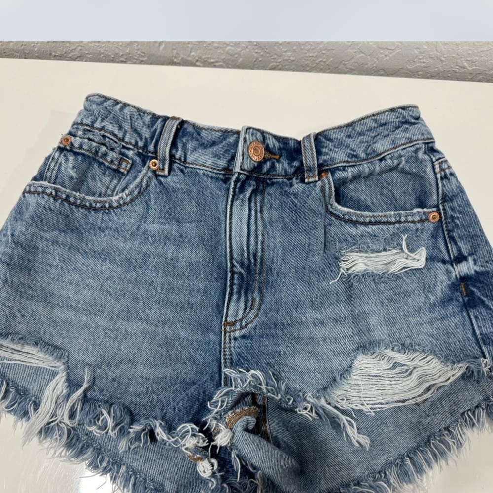 Garage Blue Jean Shorts Distressed High-Waisted